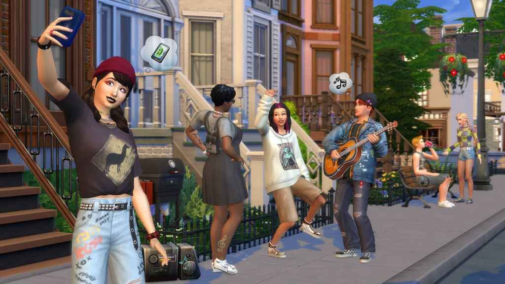 Teen Sims in grunge clothing