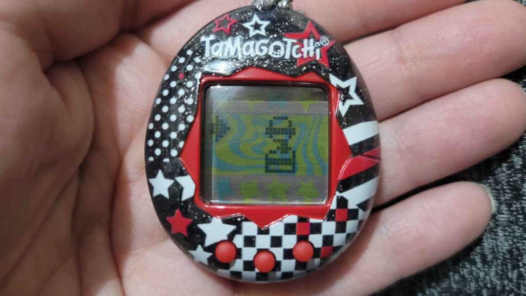 I can feed my Tamagotchi a choice of burger or cake, neither of which seems like a healthy choice