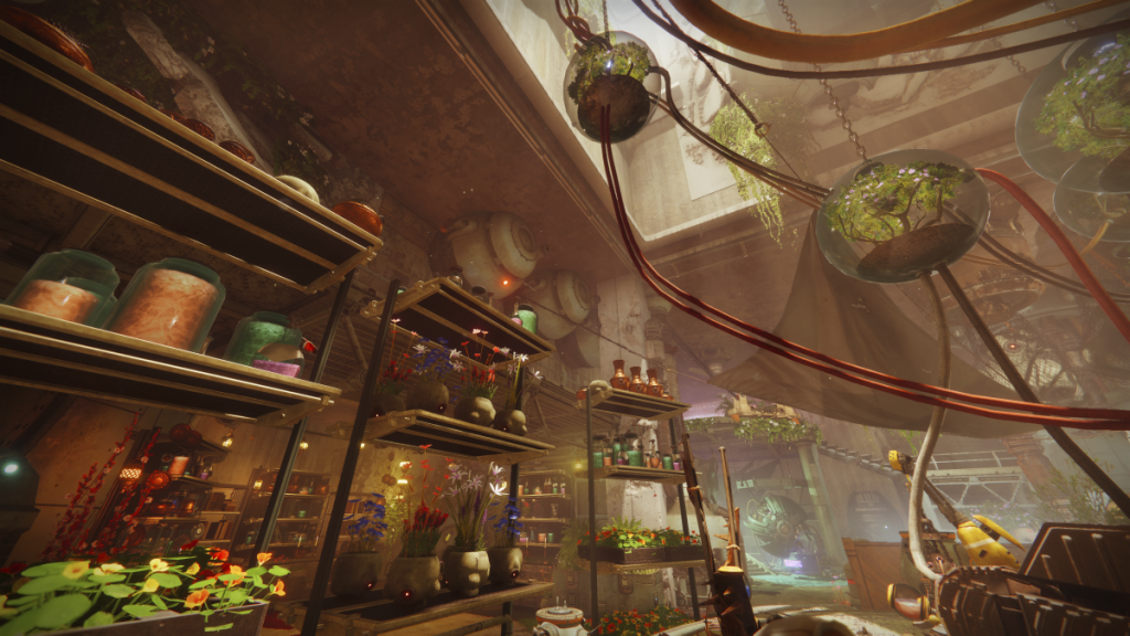 Destiny 2 ingredient shelves via the Tonic lab in The Last City.