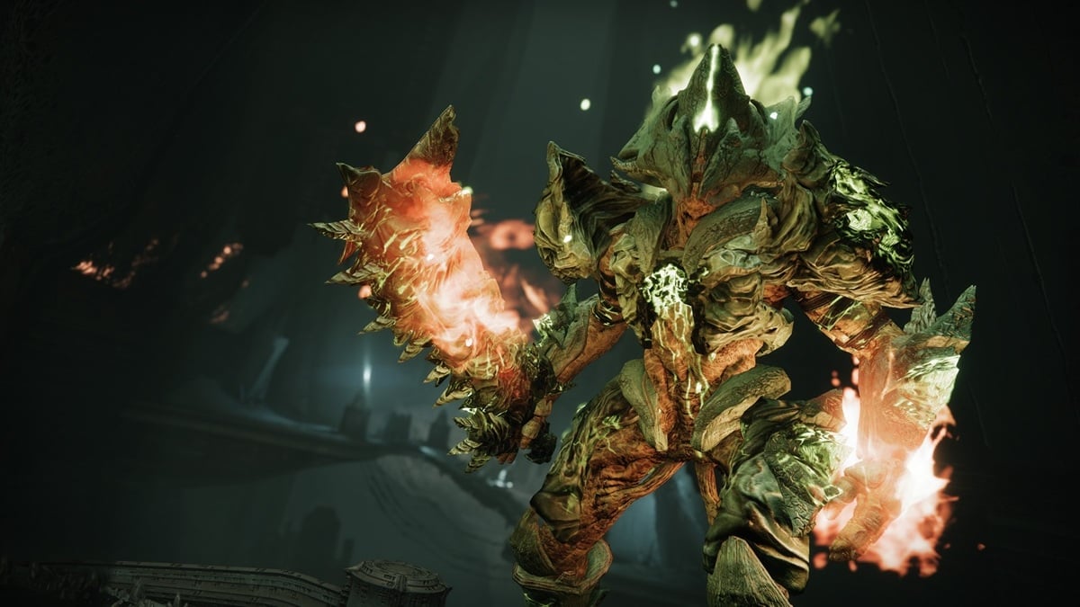 An official press kit screenshot of a capstone Hive boss from Destiny 2: Heresy.