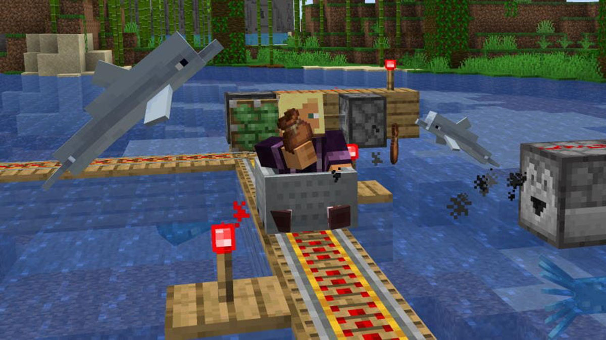 A minecart in Minecraft.