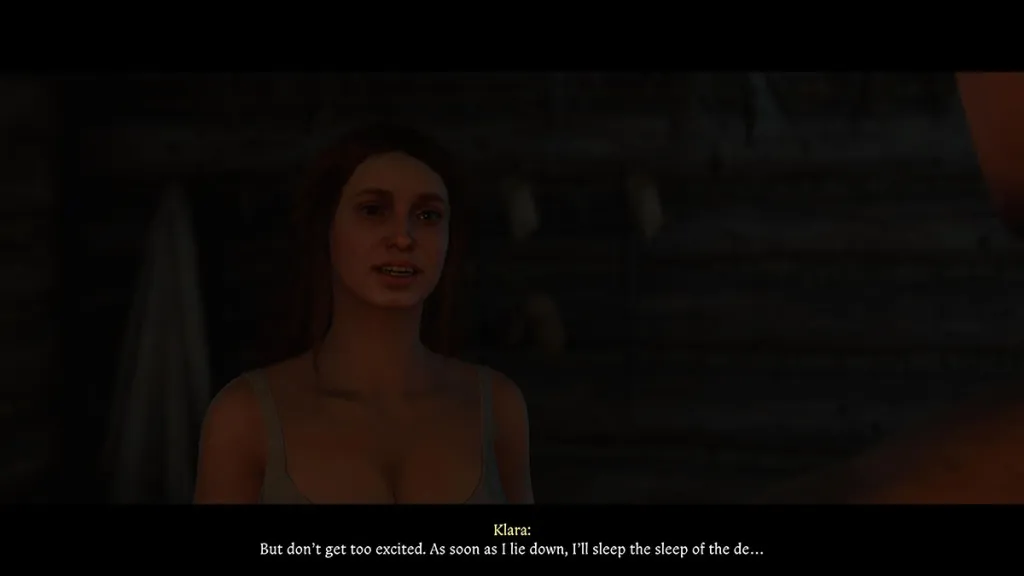 Klara, as she appears during her romance scene in Kingdom Come: Deliverance 2.