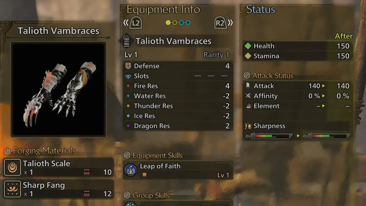 Talioth Vambraces in MHW