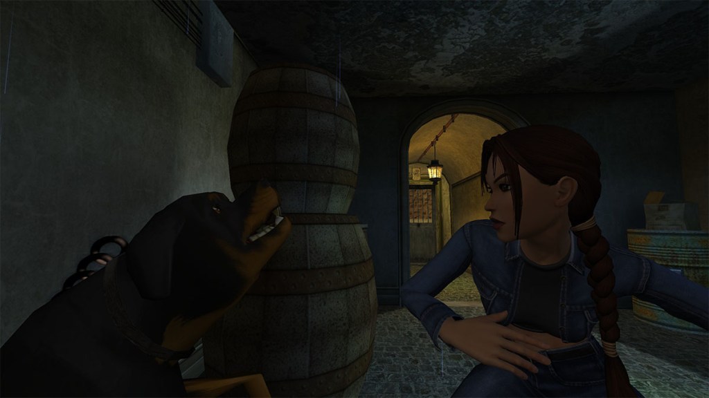 Lara Croft can at least finally get close to the dog in Angel Of Darkness.