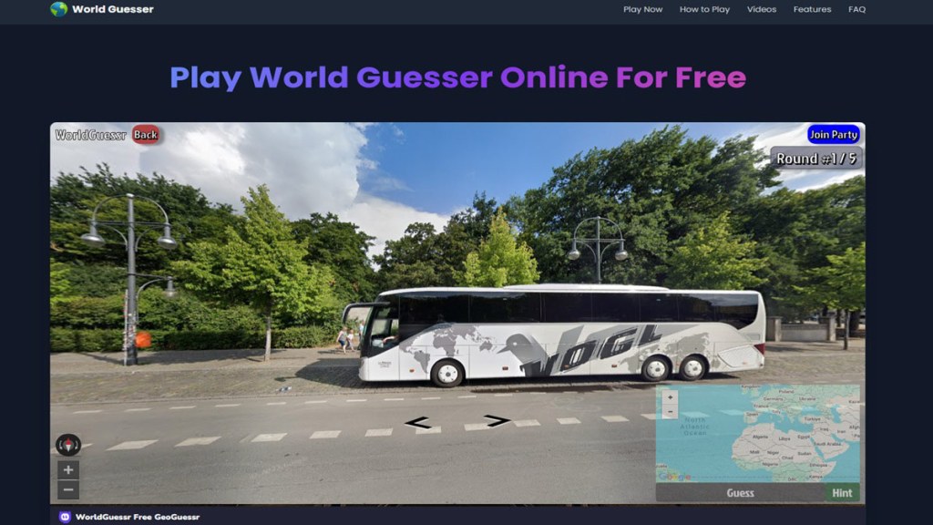 A bus on a map in World Guesser