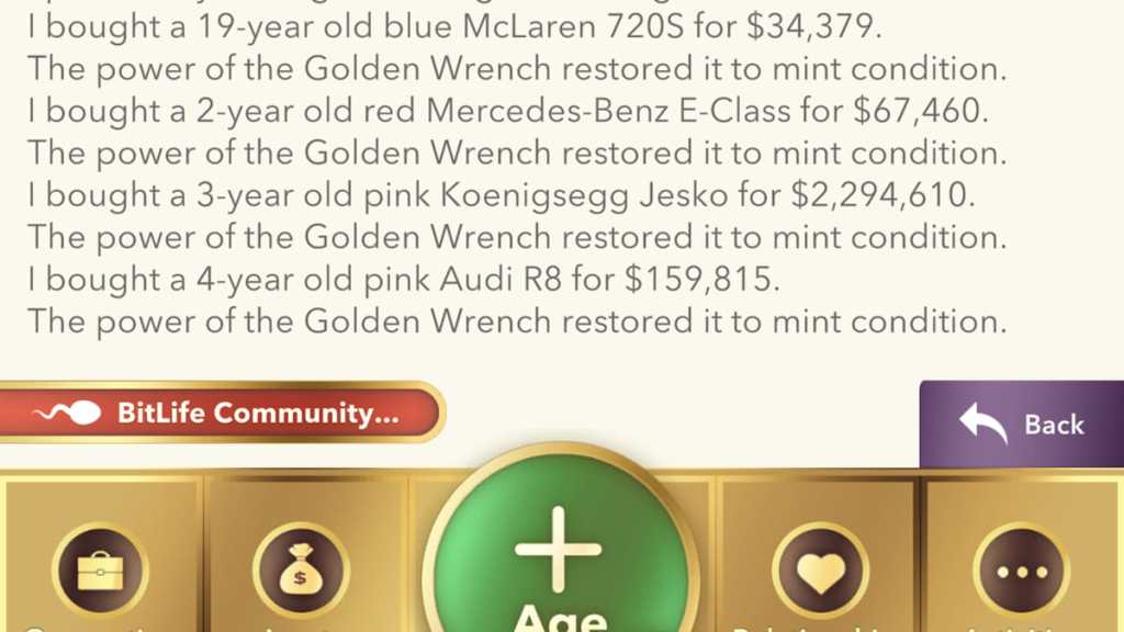 BitLife Golden Wrench in use