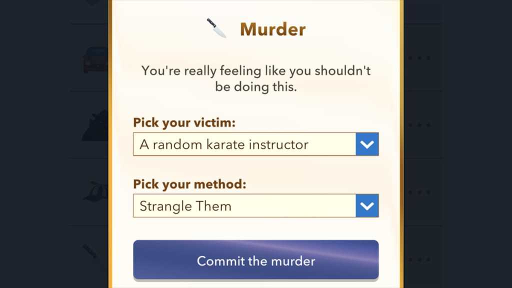 BitLife strangle interaction