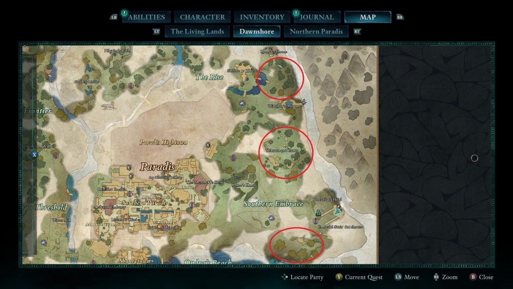 bear locations on the Dawnshore map in Avowed