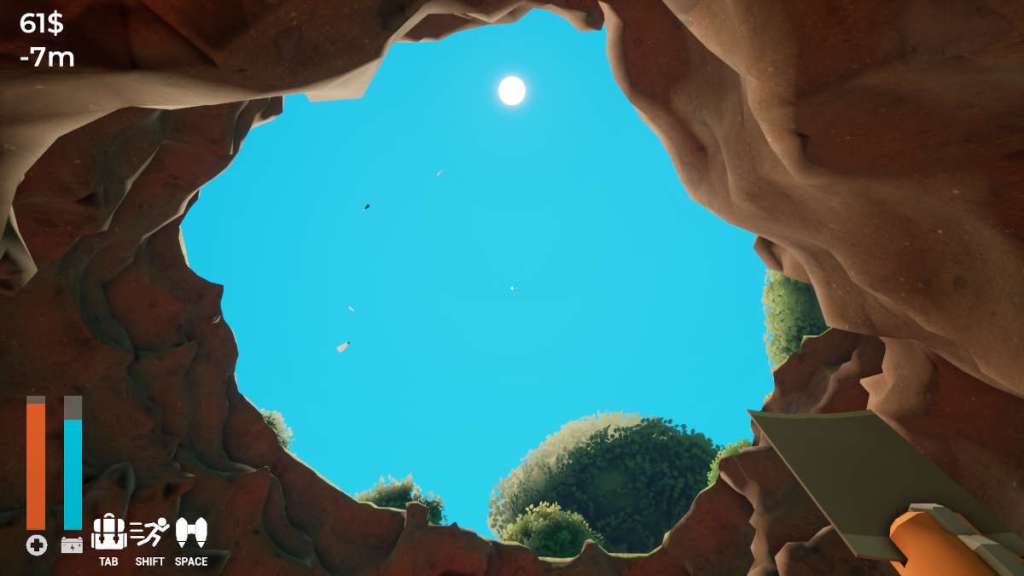 Looking up out of the hole in A Game About Digging a Hole