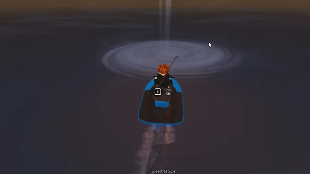 A player approaching a Strange Whirlpool in the ocean