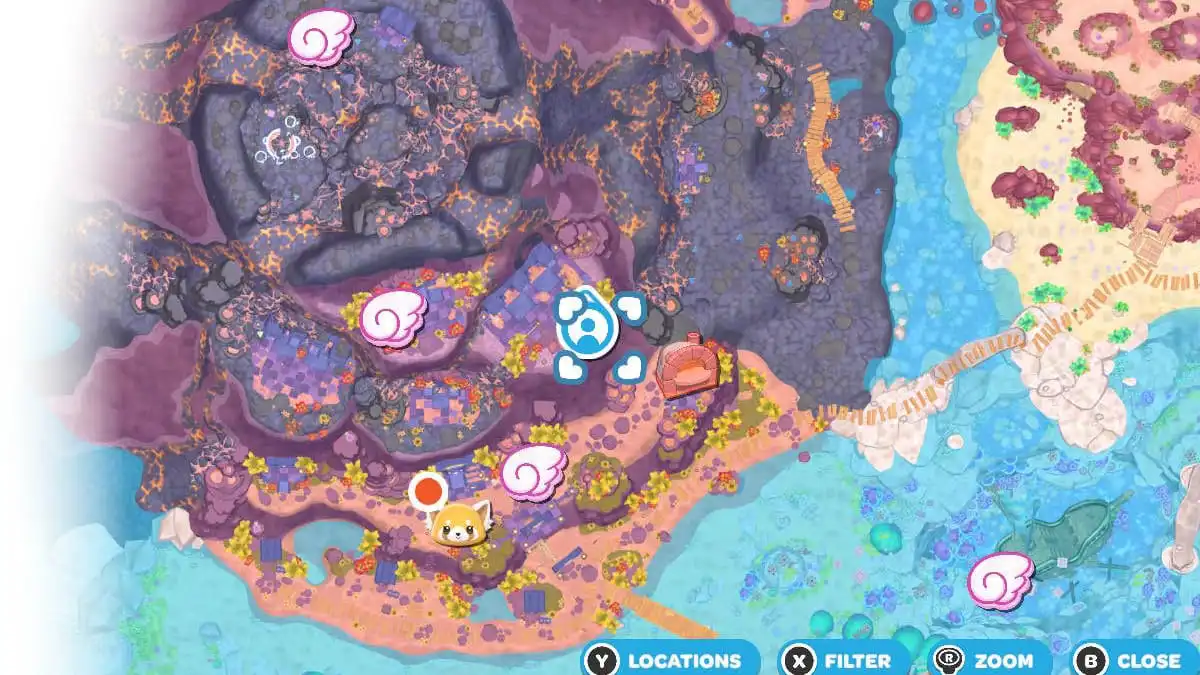 Hello Kitty Island Adventure Upper Ruins golden chest map location