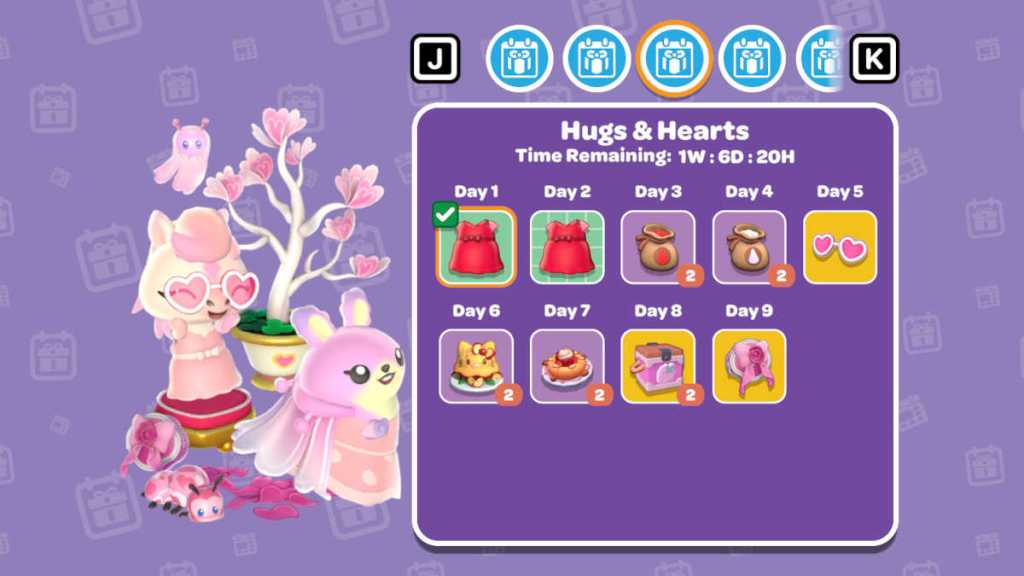 Hugs & Hearts daily event rewards in Hello Kitty Island Adventure