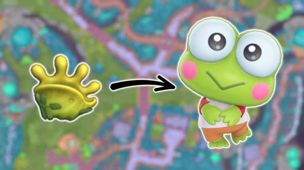 Keroppi and the Green Echo Conch in Hello Kitty Island Adventure