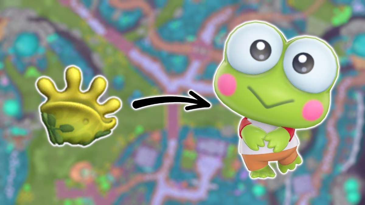 Keroppi and the Green Echo Conch in Hello Kitty Island Adventure