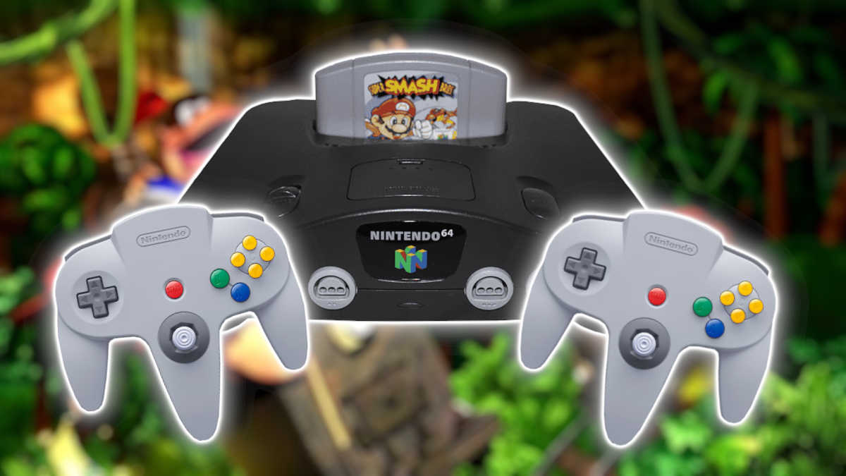 Nintendo 64 console and two controllers