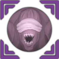 The icon for the Demonic Statue skill of the Purple Eyes Clan in Ninja Time Roblox experience