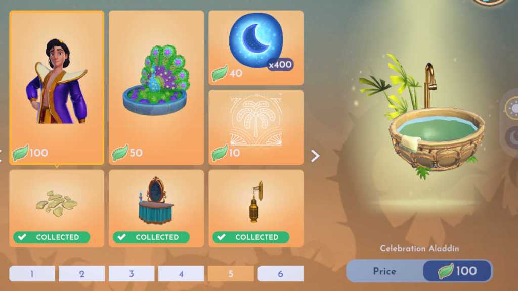 Tier 5 rewards in the Oasis Retreat Star Path in Disney Dreamlight Valley