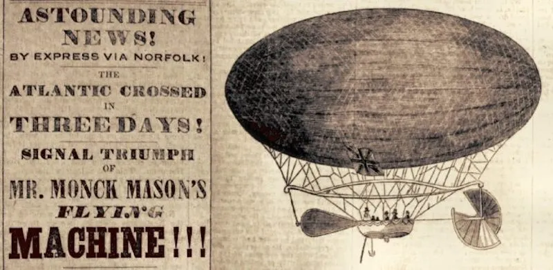 The Balloon Hoax as it appeared in The Sun in 1844