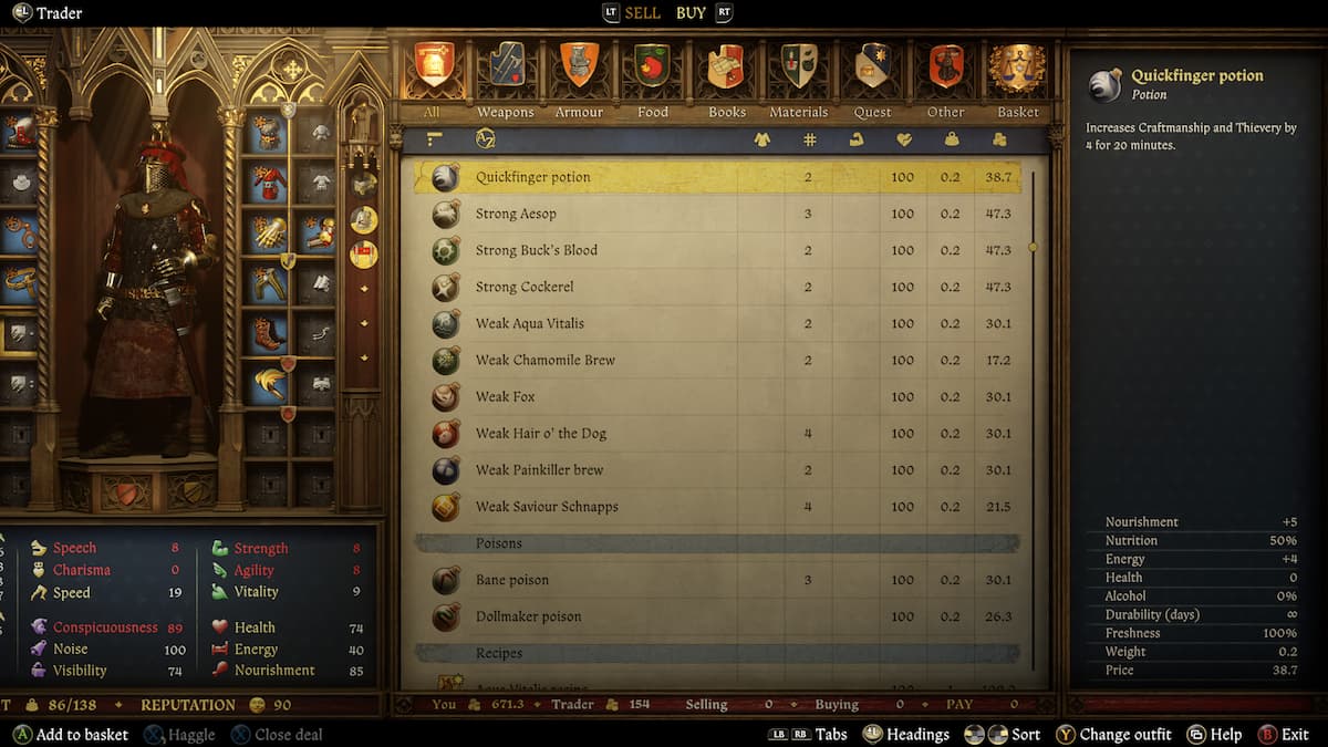 Quickfinger potion in KCD2