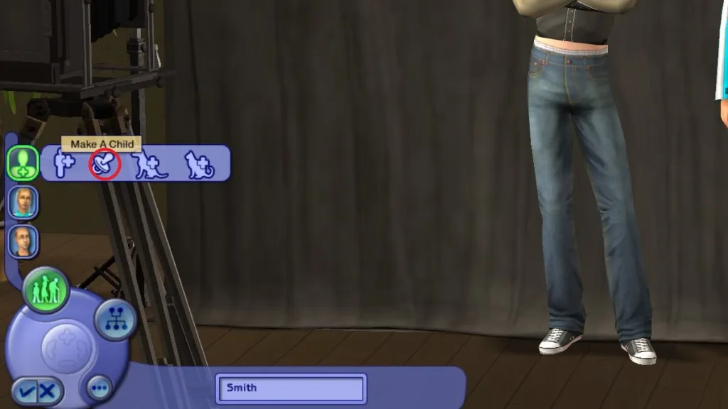 Sims 2 screenshot of the 'Create a Child' menu.