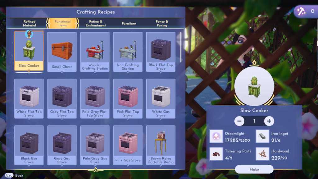 Crafting the Slow Cooker in Disney Dreamlight Valley