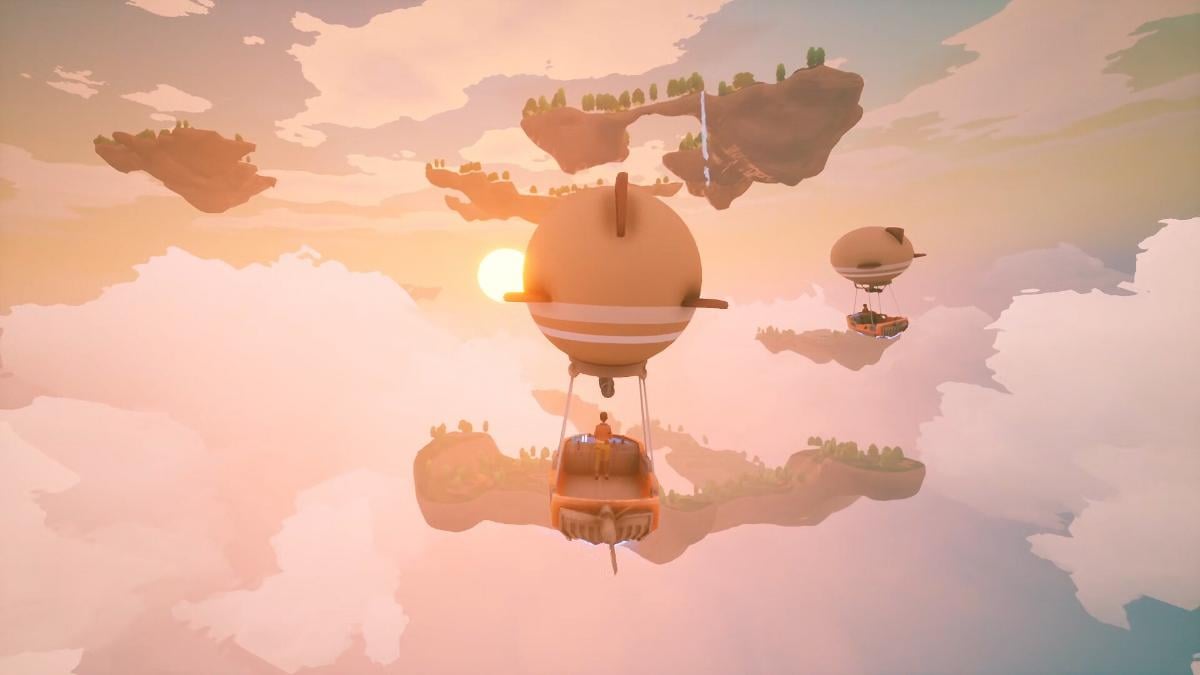 The player flies an airship in Solarpunk.