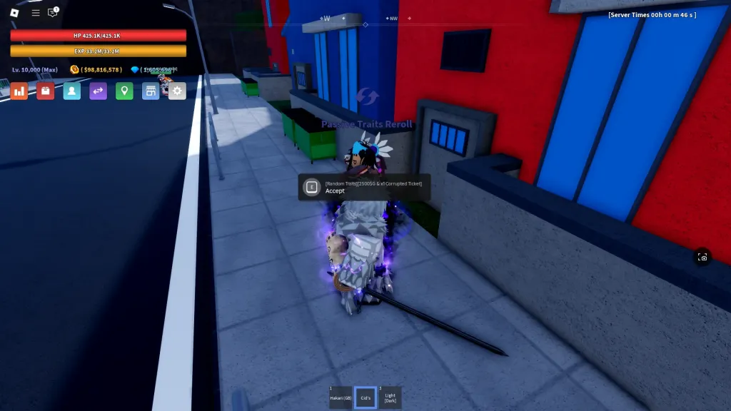 Location of the trait passives NPC in Verse Piece Roblox experience