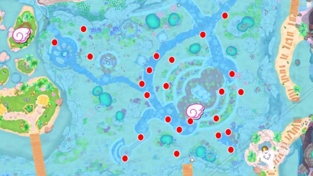 Trash spawn locations in Hello Kitty Island Adventure