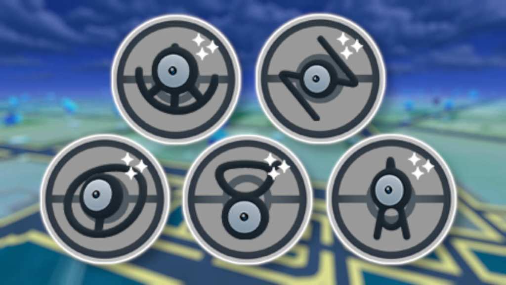 Unown U, N, O, V, and A in Pokémon GO