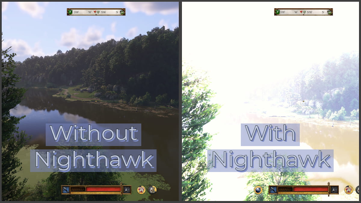 Comparison of what happens when you use Nighthawk potion during the day