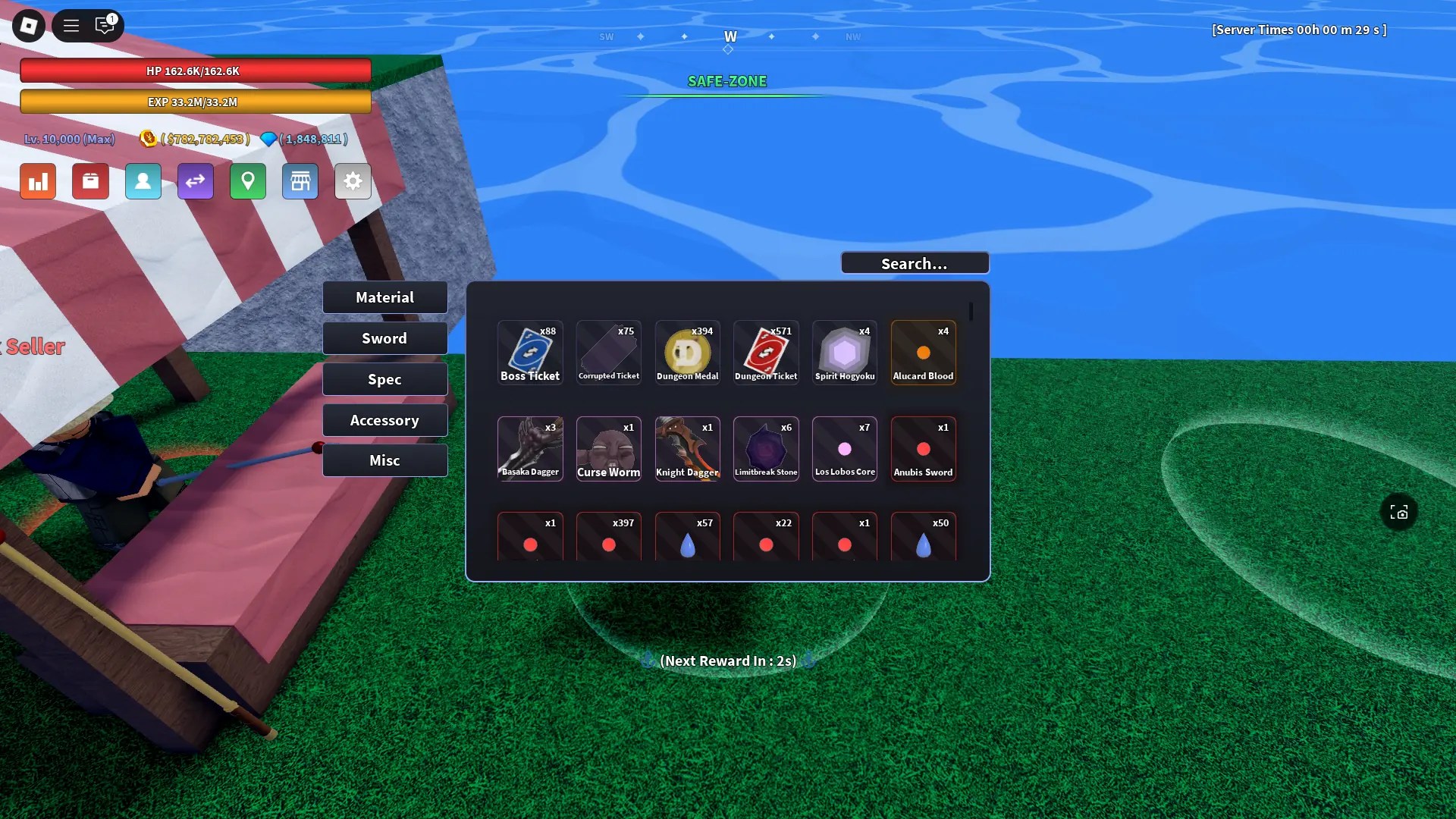 Preview of the loot gotten from fishing in Verse Piece Roblox experience