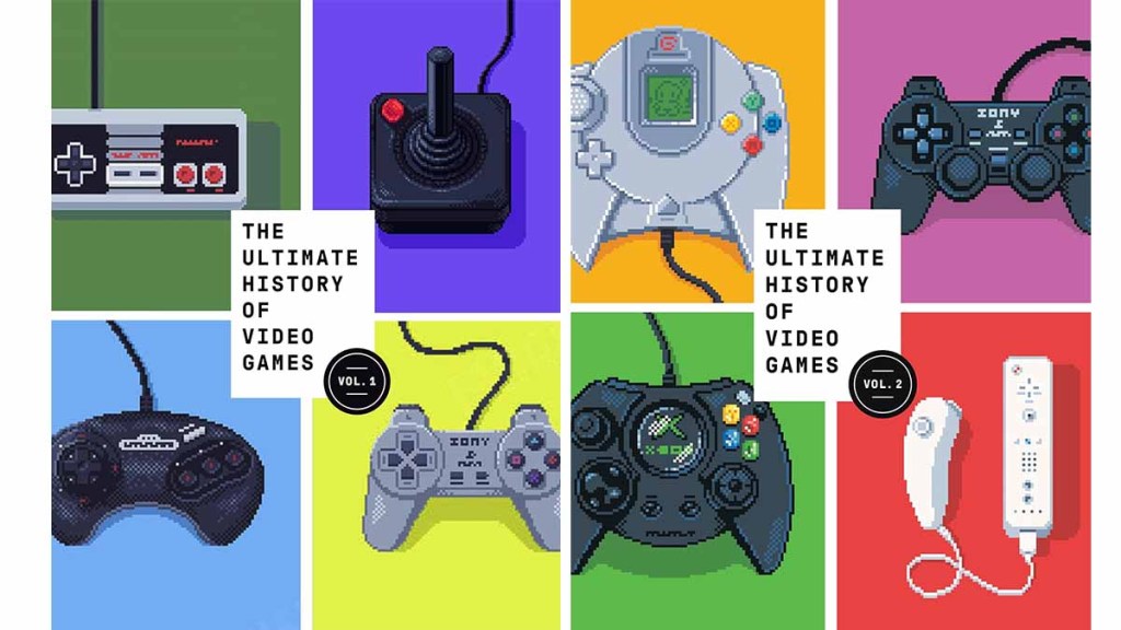 The cover art for ultimate history of video games vol 1 and 2