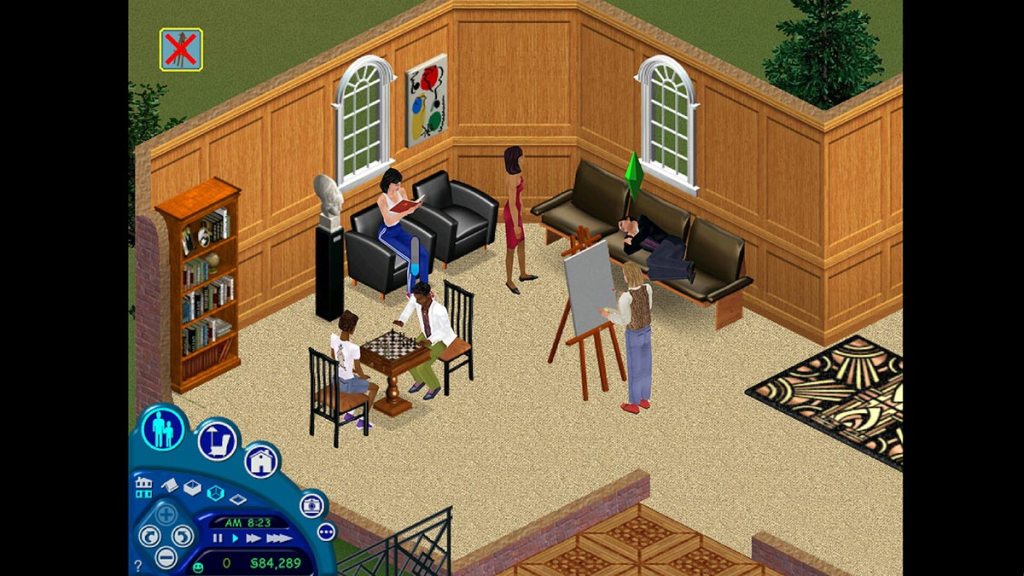 Sims playing around in the house