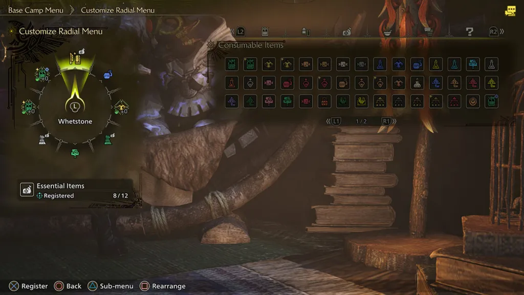 A customized radial menu in Monster Hunter Wilds