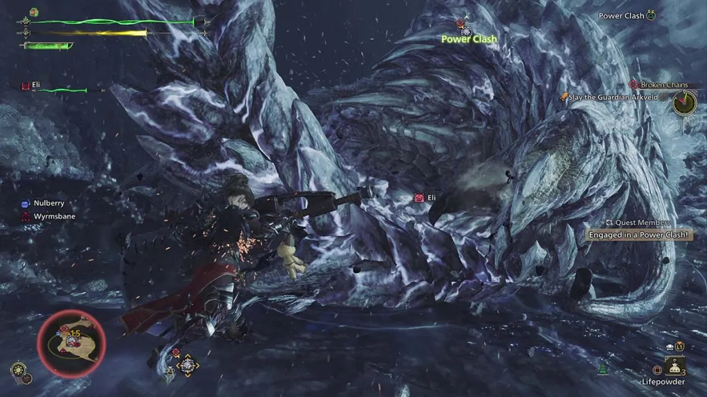 Guardian Arkveld Power Clash in Monster Hunter Wilds