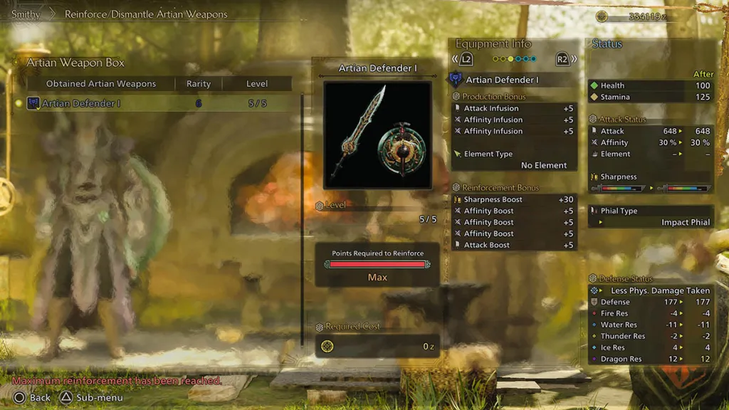 The Artian Defender I Chaged Blade, as shown in Monster Hunter Wilds.