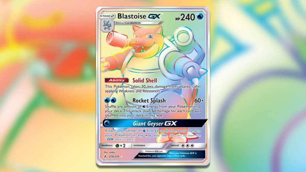 Holofoil Blastoise GX (Secret)Card from Unbroken Bonds