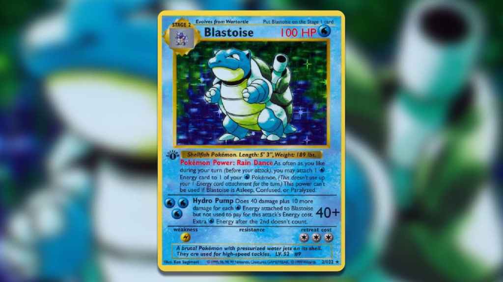 Holofoil Shadowless Blastoise Card from Base Set