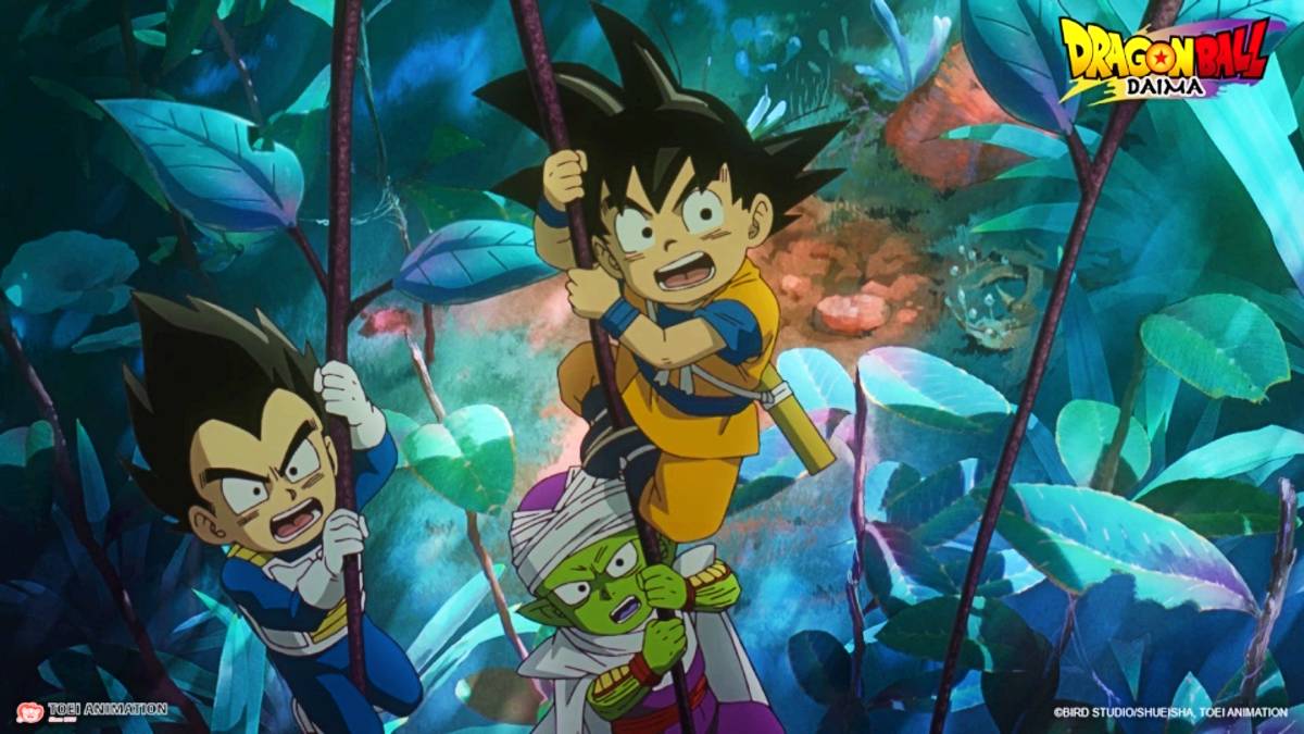 Shocked Goku, Vegeta, and Piccolo in Dragon Ball DAIMA