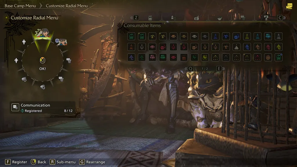 The communication radial menu in Monster Hunter Wilds