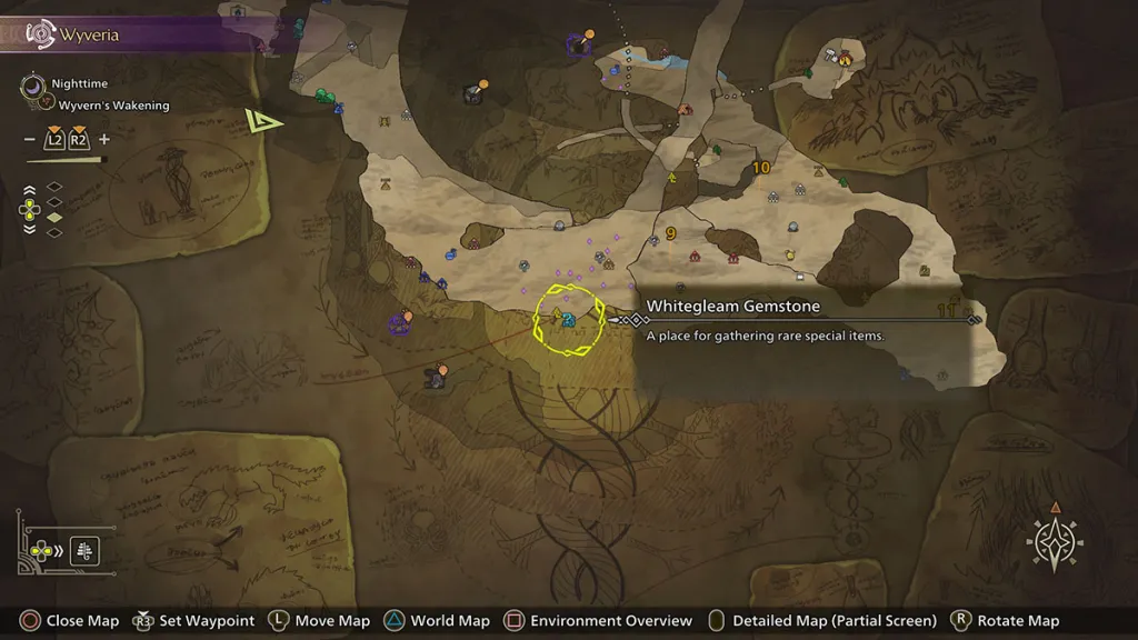 Whitegleam Gemstone in Ruins of Wyveria area 9 in Monster Hunter Wilds