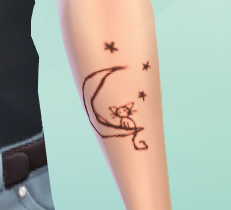 Cat and Moon tattoo design in The Sims 4
