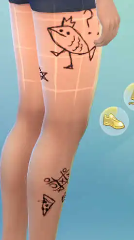 Fish with feet tattoo design in The Sims 4