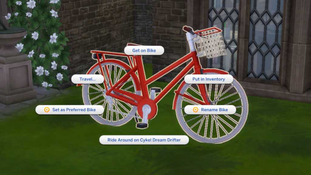 Options on offer when interacting with a bike in The Sims 4