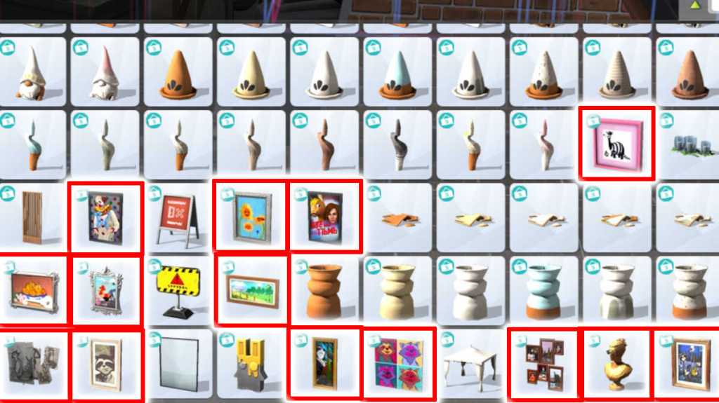 Trashley's Certified Art Collection items in the Build and Buy menu of The Sims 4