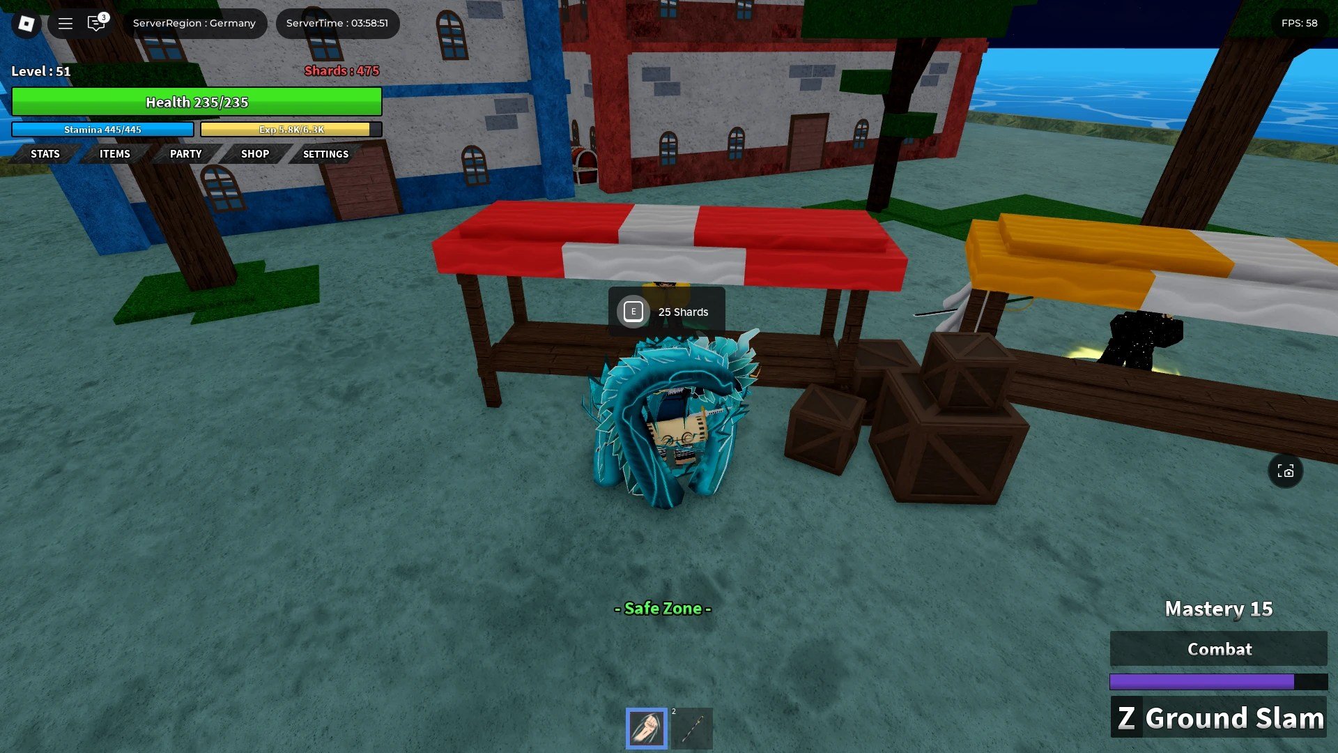 A player rerolling his traits at the Trait Reroll NPC on Logue Town island in Dawn Piece Roblox experience