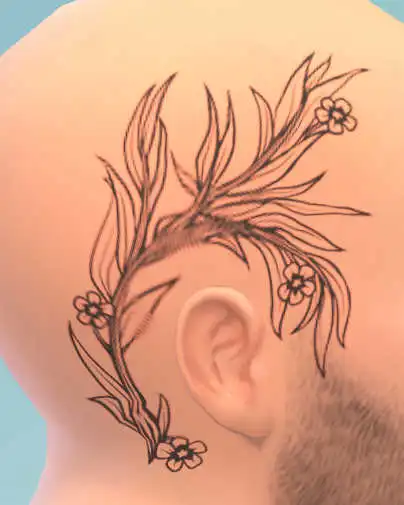 Botanical tattoo design in The Sims 4