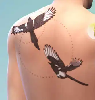 Magpies tattoo design in The Sims 4