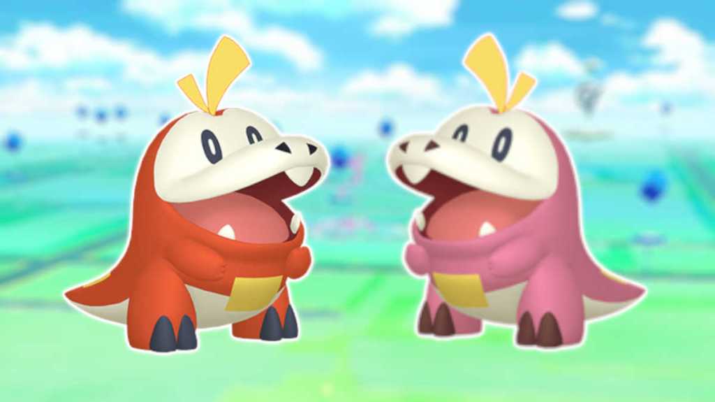 Fuecoco and shiny Fuecoco as they appear in Pokémon GO