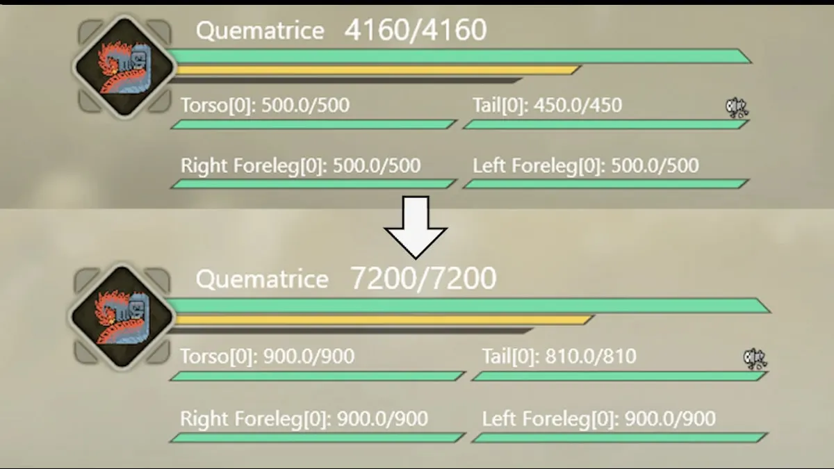 Display of Quematrice difficulty increase 